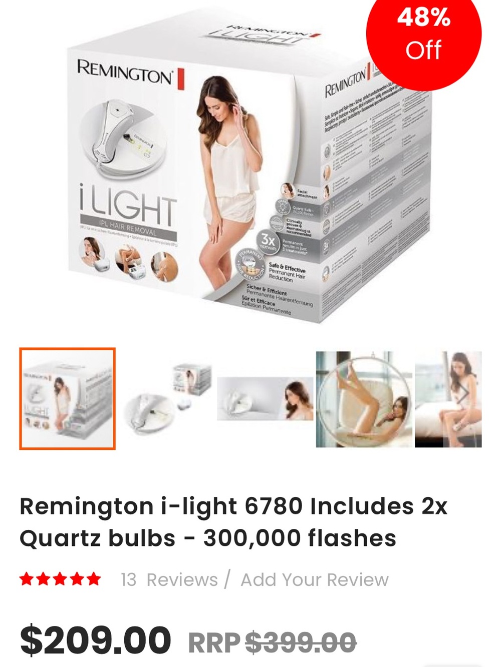 Remington iLight 6780 Hair Removal Device - White, Silver